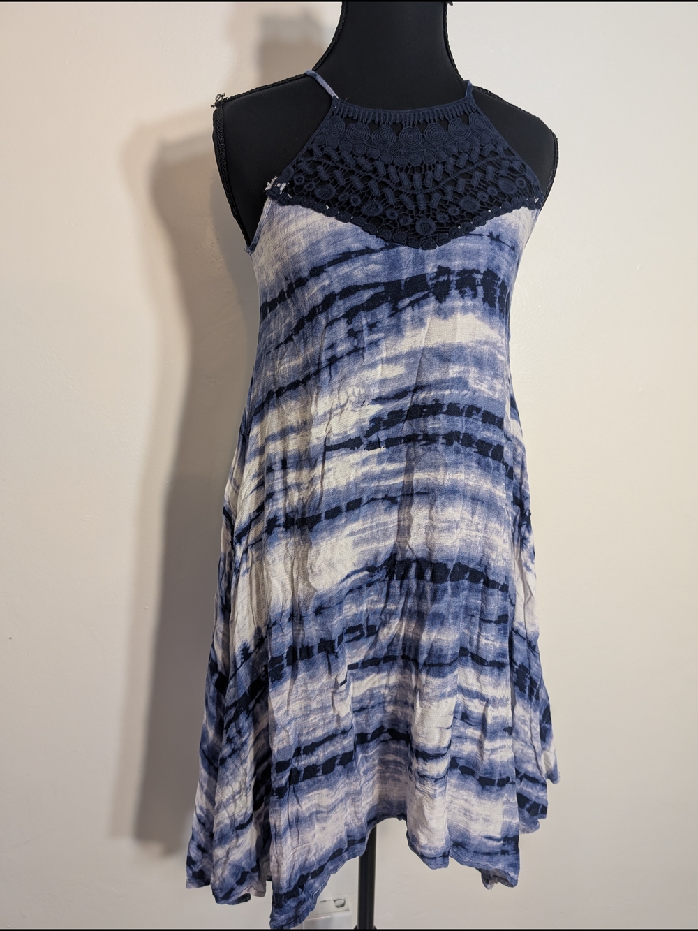 Bundle 3/$20 Navy & White Tie-Dye Crochet Halter Sundress